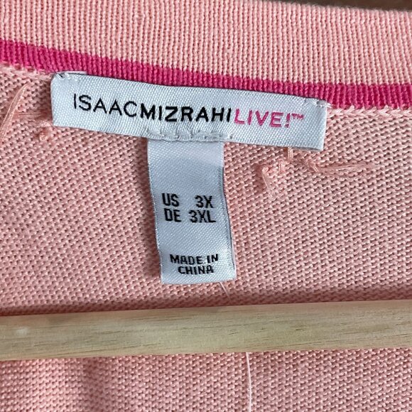 Isaac Mizrahi Live! Womens Plus 3X Pink Embellished Cardigan Floral Accents Knit - Picture 5 of 12